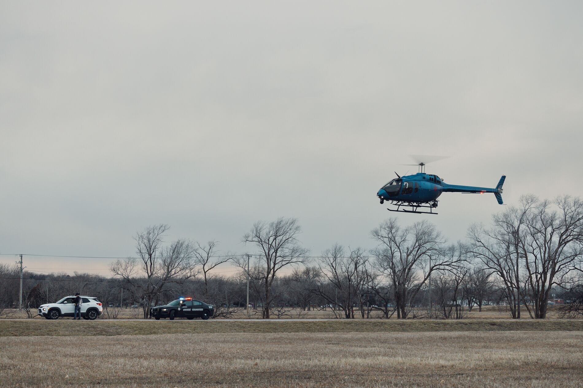 Nebraska State Patrol Bell 505 Over Field